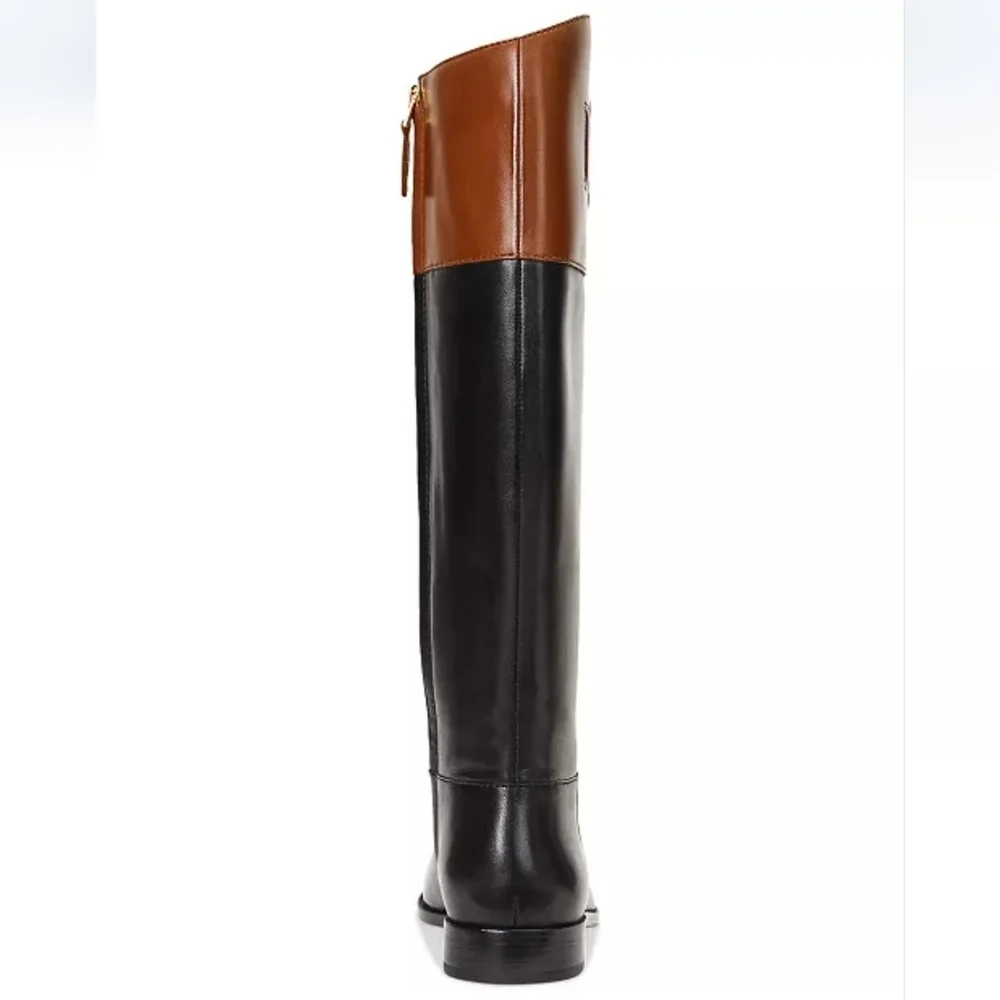 Ralph Lauren Women's Justine II Black and Brown Over the Knee Boots